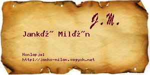 Jankó Milán névjegykártya